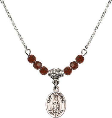 Saint Nathanael Birthstone Necklace | 1/2 inch | 4mm Beads