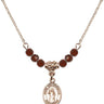Saint Columbkille Birthstone Necklace | 1/2 inch | 4mm Beads  Garnet 14kt Gold Filled