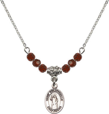 Saint Columbkille Birthstone Necklace | 1/2 inch | 4mm Beads