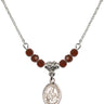 Saint Margaret of Scotland Birthstone Necklace | 1/2 inch | 4mm Beads  Garnet Sterling Silver