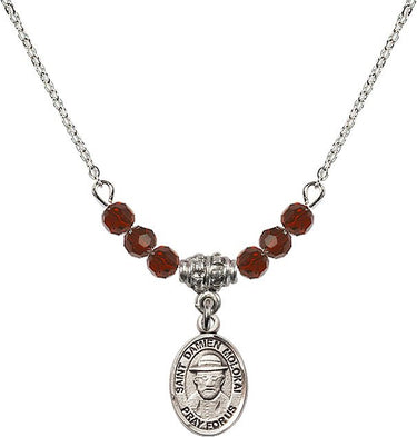 St. Damien of Molokai Birthstone Necklace | 1/2 inch | 4mm Beads