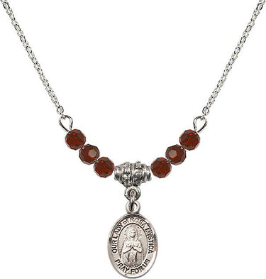 Collar de la Virgen de la Rosa Mística con Piedra de Nacimiento | 1/2 pulgada | Cuentas de 4 mm