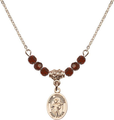 St. Theodore Stratelates Birthstone Necklace | 1/2 inch | 4mm Beads