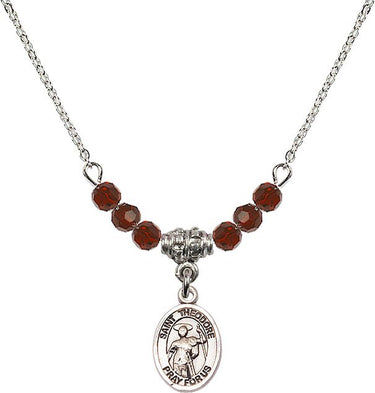 St. Theodore Stratelates Birthstone Necklace | 1/2 inch | 4mm Beads