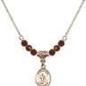 Saint Maron Birthstone Necklace | 1/2 inch | 4mm Beads  Garnet 14kt Gold Filled