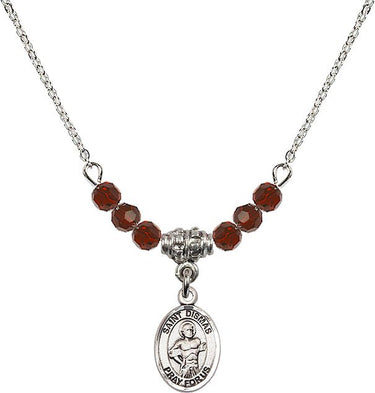 Saint Dismas Birthstone Necklace | 1/2 inch | 4mm Beads