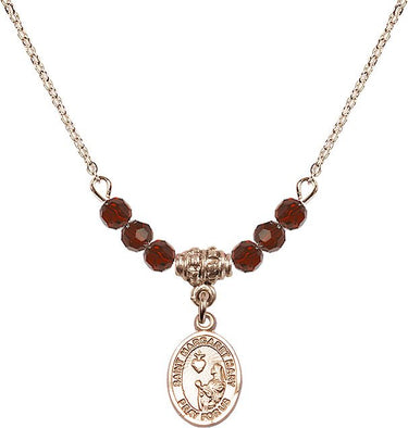 St. Margaret Mary Alacoque Birthstone Necklace | 1/2 inch | 4mm Beads
