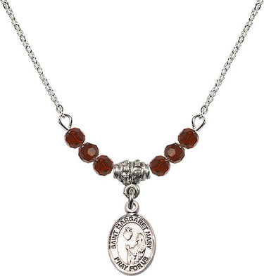 St. Margaret Mary Alacoque Birthstone Necklace | 1/2 inch | 4mm Beads