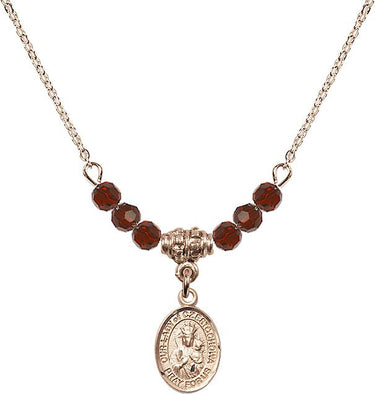 Collar con piedra natal de Nuestra Señora de Czestochowa | 1/2 pulgada | Cuentas de 4 mm