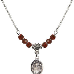 Our Lady of Czestochowa Birthstone Necklace | 1/2 inch | 4mm Beads  Garnet Sterling Silver
