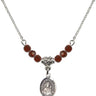 Our Lady of Czestochowa Birthstone Necklace | 1/2 inch | 4mm Beads  Garnet Sterling Silver
