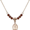 Saint Andre Bessette Birthstone Necklace | 1/2 inch | 4mm Beads  Garnet 14kt Gold Filled