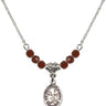 Saint Mary Magdalene of Canossa Birthstone Necklace | 1/2 inch  Garnet Sterling Silver