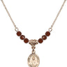 Saint Joseph Marello Birthstone Necklace | 1/2 inch | 4mm Beads  Garnet 14kt Gold Filled