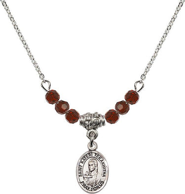 Saint Kateri Tekakwitha Birthstone Necklace | 1/2 inch | 4mm Beads