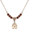 Saint Peter Claver Birthstone Necklace | 1/2 inch | 4mm Beads  Garnet 14kt Gold Filled