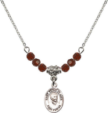 Saint Peter Claver Birthstone Necklace | 1/2 inch | 4mm Beads