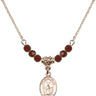 Saint Medard of Noyon Birthstone Necklace | 1/2 inch | 4mm Beads  Garnet 14kt Gold Filled