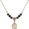 Saint Gabriel Possenti Birthstone Necklace | 1/2 inch | 4mm Beads  Jet 14kt Gold Filled