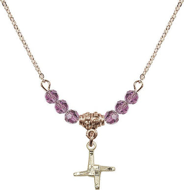 Saint Brigid of Ireland Cross Birthstone Necklace | 1/2 inch