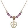 Cross Birthstone Necklace | 1/2 inch | 4mm Beads  Light Amethyst 14kt Gold Filled