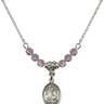 Saint Albert the Great Birthstone Necklace | 1/2 inch | 4mm Beads  Light Amethyst Sterling Silver
