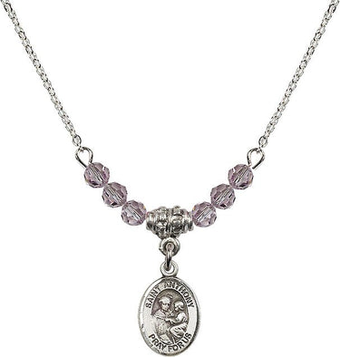 Saint Anthony Birthstone Necklace | 1/2 inch | 4mm Beads