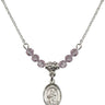 Saint Jane of Valois Birthstone Necklace | 1/2 inch | 4mm Beads  Light Amethyst Sterling Silver