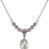 Saint Sarah Birthstone Necklace | 1/2 inch | 4mm Beads  Light Amethyst Sterling Silver
