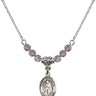 Saint Juan Diego Birthstone Necklace | 1/2 inch | 4mm Beads  Light Amethyst Sterling Silver