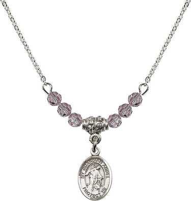 Sterling Guardian Angel Birthstone Necklace | 1/2 inch | 4mm Beads