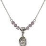 Saints Cosmas & Damian Birthstone Necklace | 1/2 inch | 4mm Beads  Light Amethyst Sterling Silver