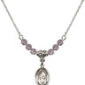 Saint Sharbel Birthstone Necklace | 1/2 inch | 4mm Beads  Light Amethyst Sterling Silver
