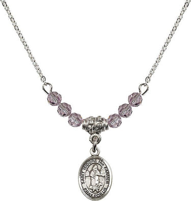 Saint Isidore the Farmer Birthstone Necklace | 1/2 inch