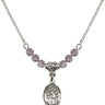 Saint Felicity Birthstone Necklace | 1/2 inch | 4mm Beads  Light Amethyst Sterling Silver