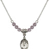 Saint Philip Neri Birthstone Necklace | 1/2 inch | 4mm Beads  Light Amethyst Sterling Silver