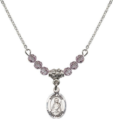 Women's Saint Lucy Birthstone Necklace | 1/2 inch | 4mm Beads
