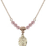 Our Lady of Guadalupe Birthstone Necklace | 1/2 inch | 4mm Beads  Light Rose 14kt Gold Filled