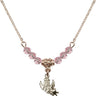 Guardian Angel Birthstone Necklace | 3/8 inch | 4mm Beads  Light Rose 14kt Gold Filled