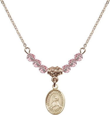 Immaculate Heart of Mary Birthstone Necklace | 1/2 inch | 4mm Beads