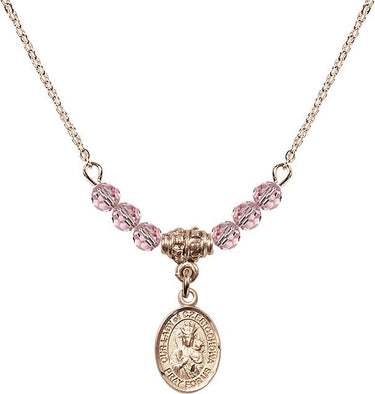 Collar con piedra natal de Nuestra Señora de Czestochowa | 1/2 pulgada | Cuentas de 4 mm