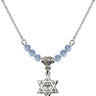 Cross Birthstone Necklace | 1/2 inch | 4mm Beads  Light Sapphire Sterling Silver