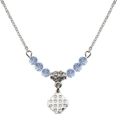 Jerusalem Cross Birthstone Necklace | 3/8 inch | 4mm Beads