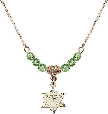 Star of David Cross Birthstone Necklace | 1/2 inch | 4mm Beads