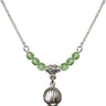Shell Birthstone Necklace | 1/2 inch | 4mm Beads  Peridot Sterling Silver