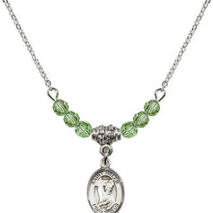 Saint Helen Birthstone Necklace | 1/2 inch | 4mm Beads  Peridot Sterling Silver