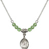 Saint Louise de Marillac Birthstone Necklace | 1/2 inch | 4mm Beads  Peridot Sterling Silver