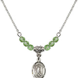 Saint Lazarus Birthstone Necklace | 1/2 inch | 4mm Beads  Peridot Sterling Silver
