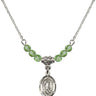 Saint Lazarus Birthstone Necklace | 1/2 inch | 4mm Beads  Peridot Sterling Silver