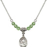 Saint Maximilian Kolbe Birthstone Necklace | 1/2 inch | 4mm Beads  Peridot Sterling Silver